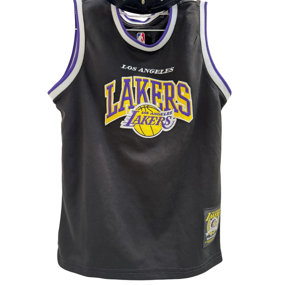 NBA Los Angeles Lakers Basketball Jersey Kids Size L(7) Black Mesh Sleeveless